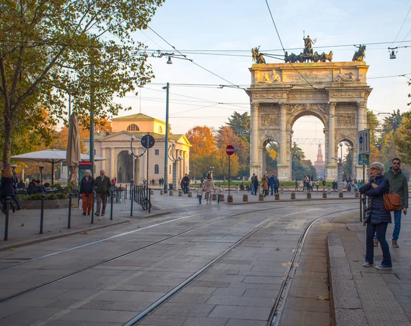 Milán Italia Noviembre 2017 Arco Della Pace Arco Paz Cerca — Foto de Stock