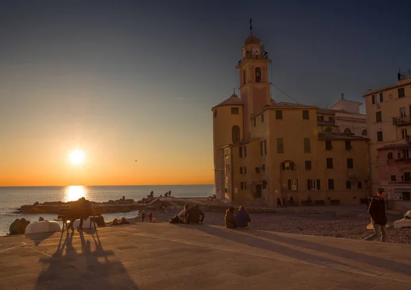 Camogli Італія Січня 2018 Вид Місто Camogli Захід Сонця Провінція — стокове фото