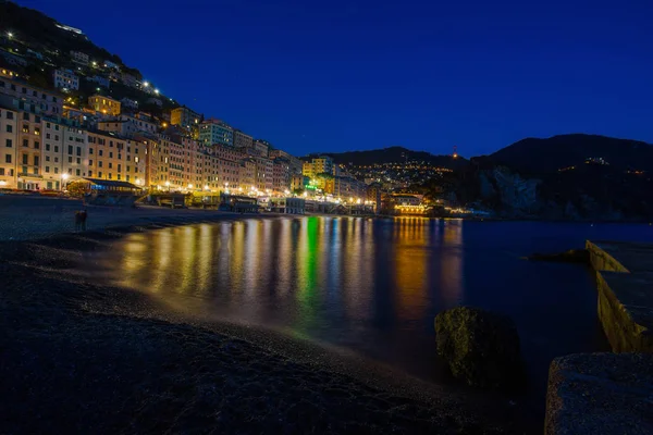 Camogli Italia Gennaio 2018 Veduta Panoramica Della Città Camogli Notte — Foto Stock