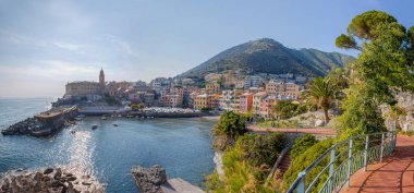 Panoramik Genoa (Genova) Nervi, Ligurian kıyısında, Akdeniz, İtalya