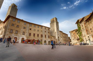 San Gimignano, İtalya, 5 Mayıs 2015 - San Gimignano görünümü, Siena eyaletinin, Toskana, İtalya