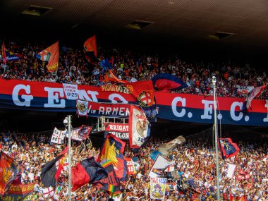 Cenova, İtalya, Ekim, 7. 2018 - crowdy Cenova kriket ve futbol kulübü 1893, Luigi Ferraris Stadyumu Cenova in, bir futbol maçı sırasında (Genova) İtalya standları.