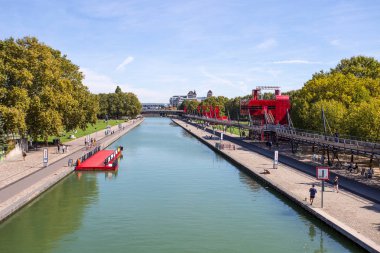 Paris, Fransa, 9 Eylül 2018 - bilim şehri ve Paris, Fransa'da Villette Park (Parc de la Villette) sektöründe.