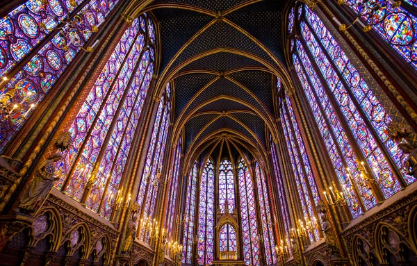 Paris Frankrike September 2018 Fönster Med Målat Glas Släpper Sainte — Stockfoto