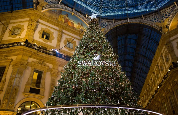 Milano Italien December 2018 Galleria Vittorio Emanuele Milano Med Julgran — Stockfoto