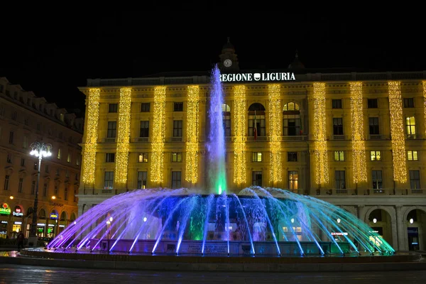 Genua Italien December 2018 Färgglada Fontän Och Palace Regionen Ligurien — Stockfoto