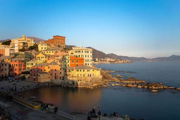 Genoa Italia Marzo 2019 Vista Génova Boccadasse Atardecer Pueblo Pescadores — Foto de Stock