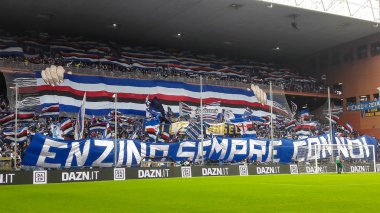 Cenova, İtalya, 26 Mayıs 2019 - Abd'li Sampdoria taraftarları futbol maçı öncesi, Cenova Luigi Ferraris Stadyumu, Cenova İtalya, Avrupa.