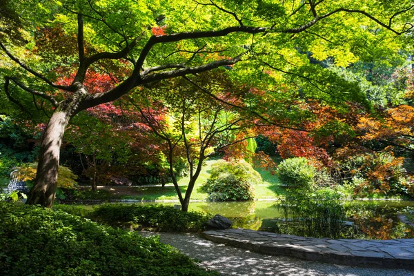 View of Gardens of Villa Melzi in the village of Bellagio on Como lake, Italy