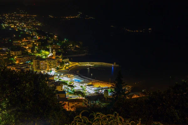 夜のレコの空中ビュー リグーリア川 ジェノヴァ州 イタリア — ストック写真