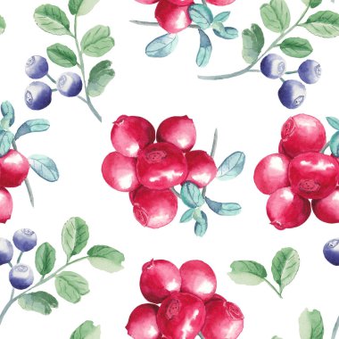 Suluboya el çekilmiş çilek seamless modeli. Beyaz arka plan üzerinde illüstrasyon izole meyve boyalı