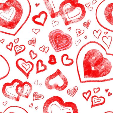 Background pattern with red hearts on white clipart