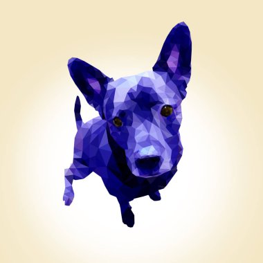 Lowpoly mavi köpek illüstrasyon