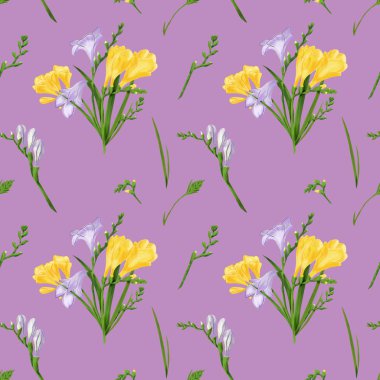 Renkli Frezya'lar ve otlar ile Seamless modeli. Kumaş duvar kağıdı tozlu pembe arka plan doku yazdırma.