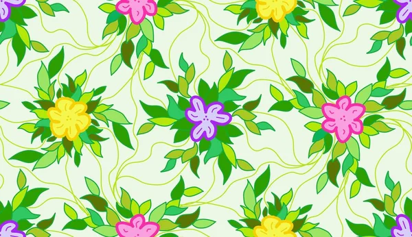 Geometrický vzor bezešvé pozadí. Různé barevné květiny. — Stock fotografie