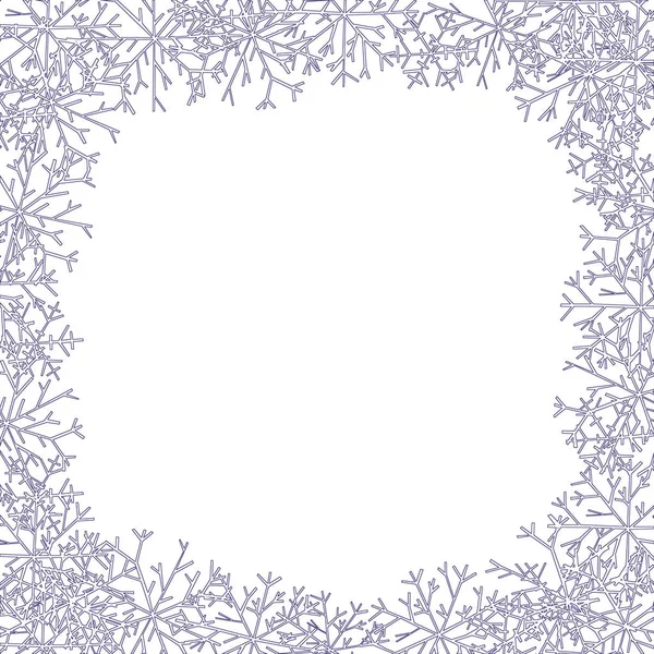輪郭雪の結晶クリスマス正方形のフレーム — ストック写真