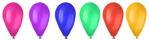 Set of colorful balloons, digital illustration, different colors — Stock Photo, Image