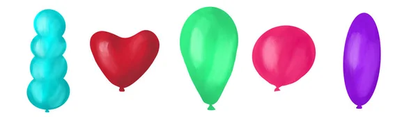 Set of colorful balloons, digital illustration, different colors — Stock Photo, Image