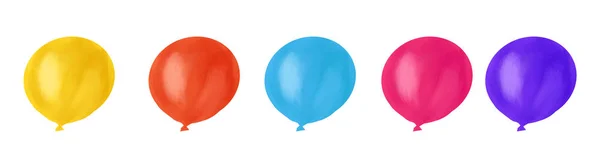 Set Colorful Balloons Digital Illustration Yellow Red Blue Pink Shape — Stock Photo, Image