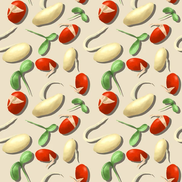 Овочевий безшовні Картина ескіз квасоля та бобові Розсада, використовується в Vegan та здорові рецепти. — стокове фото
