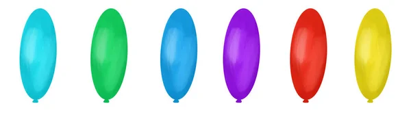 Zestaw kolorowych balonów, cyfrowy ilustracja, różne kolory — Zdjęcie stockowe