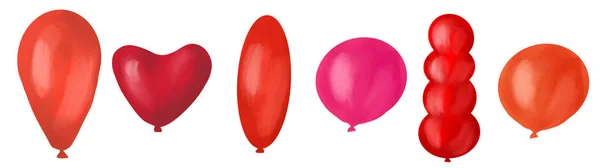 Σύνολο από πολύχρωμα μπαλόνια, ψηφιακή εικονογράφηση, διάφορα χρώματα — Φωτογραφία Αρχείου