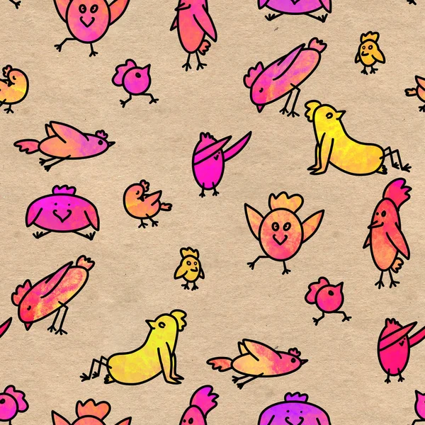 Helle fröhliche nahtlose Muster lustiger Vögel — Stockfoto
