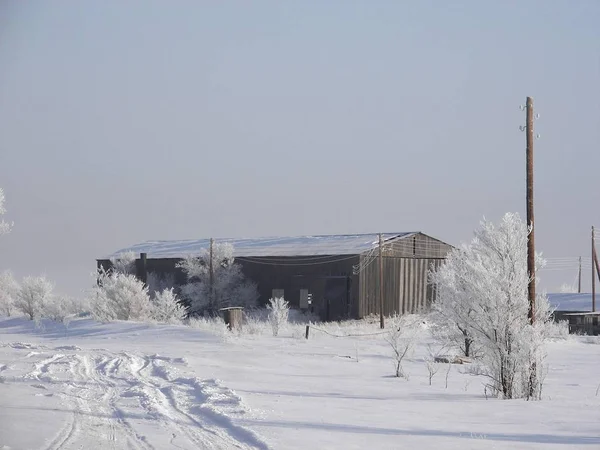 Paisagem Inverno Aldeia — Fotografia de Stock