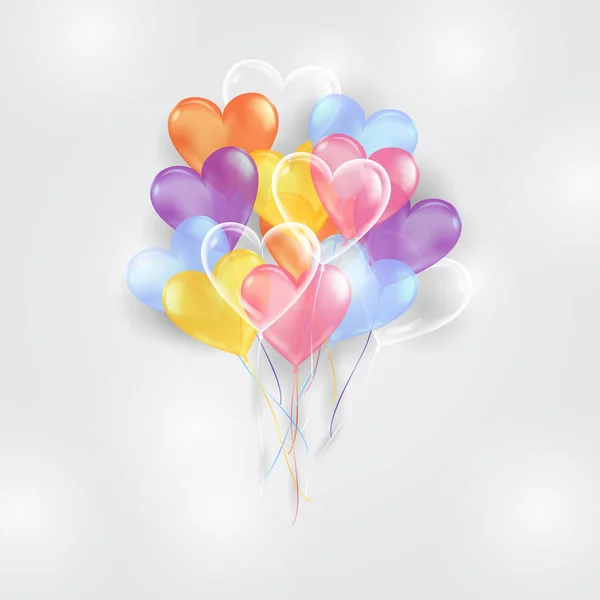 Fond Ballons Colorés Avec Forme Coeur — Image vectorielle