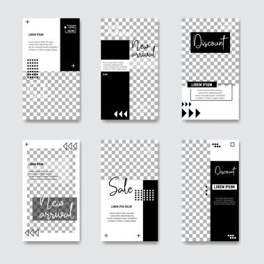 Dijital pazarlama için moda yazı şablonu sosyal medya afişler. Sahil yolu marka moda. Hikayeler. Akarsu. hikaye, internet web afiş, el ilanı, afiş ve brochure.fluid. Vektör çizim.