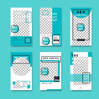 Dijital pazarlama için moda yazı şablonu sosyal medya afişler. Sahil yolu marka moda. Hikayeler. Akarsu. hikaye, internet web afiş, el ilanı, afiş ve brochure.fluid. Vektör çizim.