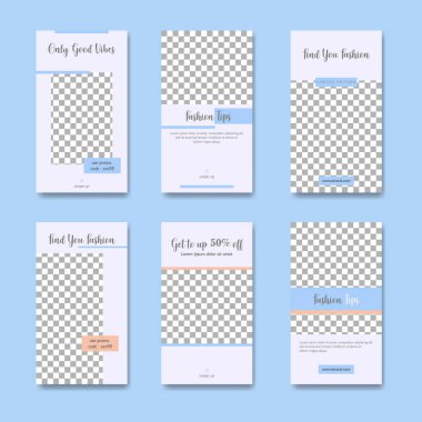 Dijital pazarlama için moda yazı şablonu sosyal medya afişler. Sahil yolu marka moda. Hikayeler. Akarsu. hikaye, internet web afiş, el ilanı, afiş ve brochure.fluid. Vektör çizim.