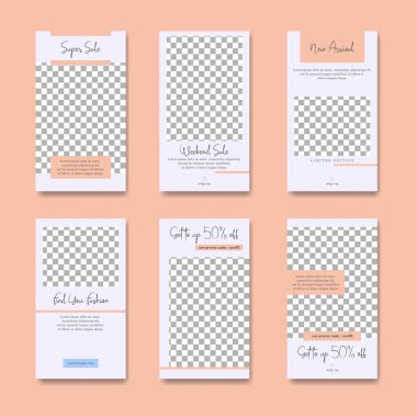 Dijital pazarlama için moda yazı şablonu sosyal medya afişler. Sahil yolu marka moda. Hikayeler. Akarsu. hikaye, internet web afiş, el ilanı, afiş ve brochure.fluid. Vektör çizim.