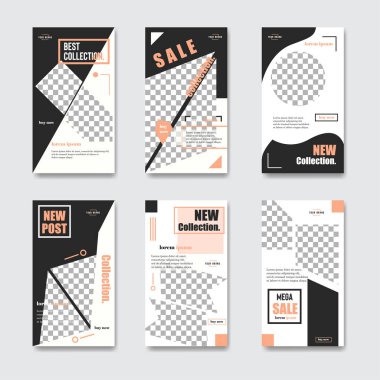 Dijital pazarlama için moda yazı şablonu sosyal medya afişler. Sahil yolu marka moda. Hikayeler. Akarsu. hikaye, internet web afiş, el ilanı, afiş ve brochure.fluid. Vektör çizim.