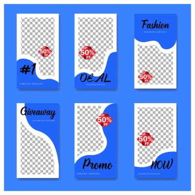 Dijital pazarlama için moda yazı şablonu sosyal medya afişler. Sahil yolu marka moda. Hikayeler. Akarsu. hikaye, internet web afiş, el ilanı, afiş ve brochure.fluid. Vektör çizim.