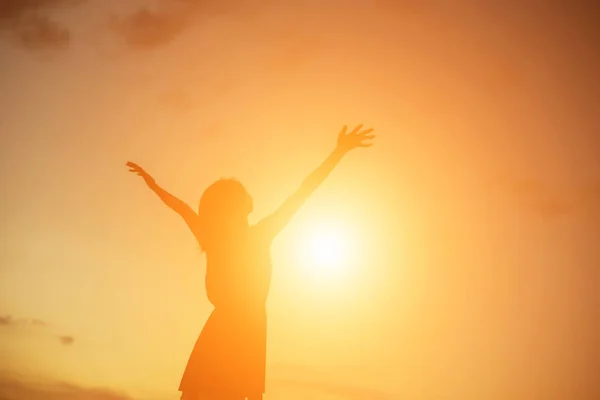 Giovane Donna Alzare Mano Suo Successo Concetto Successo Nella Vita — Foto Stock