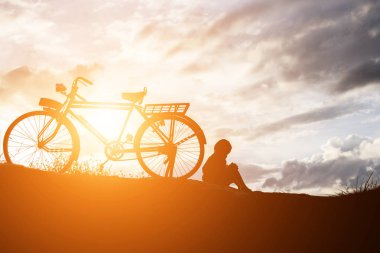 Motorcu aile siluet baba ve oğul