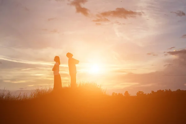 Couple Silhouette Breaking Relation — Stock Photo, Image