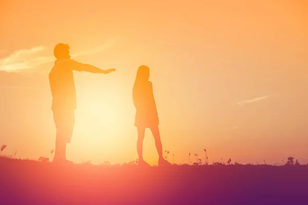 Couple Silhouette Breaking Relation — Stock Photo, Image