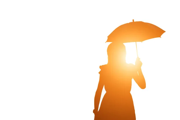 Silhouette Einer Betenden Frau Über Schönen Himmelshintergrund — Stockfoto