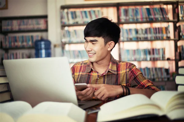 Young Man Studying Knowledge Library — Stock Photo, Image