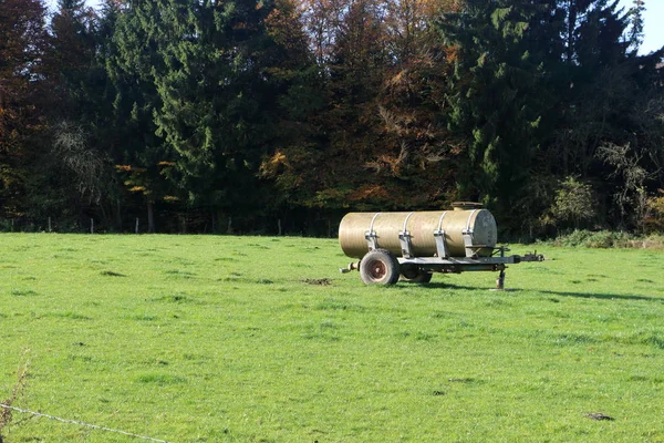 Slurry Tank Left Field Mostly Used Fertilizing Ground Droppings Cattle — Stock Photo, Image