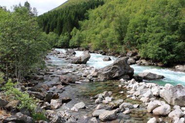 Norveç'te hızlı akan nehir