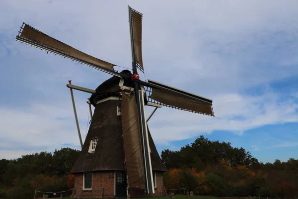 Ολλανδικό Ανεμόμυλο Που Ονομάζεται Zaandplatte Στην Πολιτεία Του Ντρέντε — Φωτογραφία Αρχείου