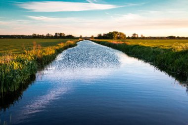 Hollanda'da güzel hendek, il Friesland, köy Harich bölge Gaasterland yakın