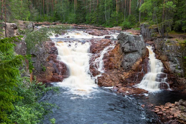 Bela Cachoeira Suécia Brattfallet Vrmland — Fotografia de Stock