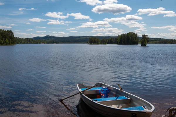 Bela Vista Para Lago Região Lago Safssjon Dalarna Suécia Nas — Fotografia de Stock