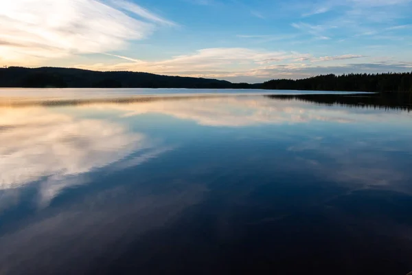 Bela Vista Noturna Durante Hora Azul Sobre Lago Safssjon Região — Fotografia de Stock