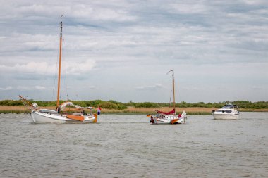 Hollanda hendek ve kanallarla dolu ıslak bir ülke, yelkenli tekneler ve otlaklarla dolu geniş düzlükler, Friesland Gaasterland bölgesinde çekilmiş fotoğraflar.
