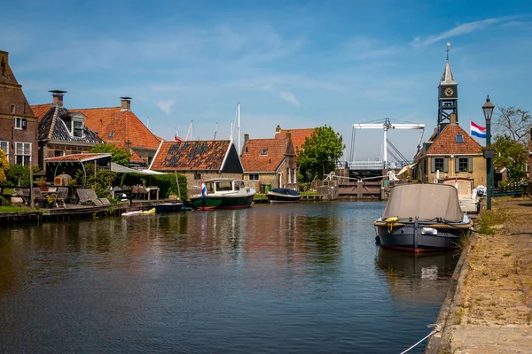 Hindeloopen Beautiful Town Netherlands Ijsselmeer Province Friesland Canal Boats Harbor — Stock Photo, Image